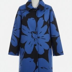 Etcetera Blue and Black Floral Coat NWT size 2 Oversized